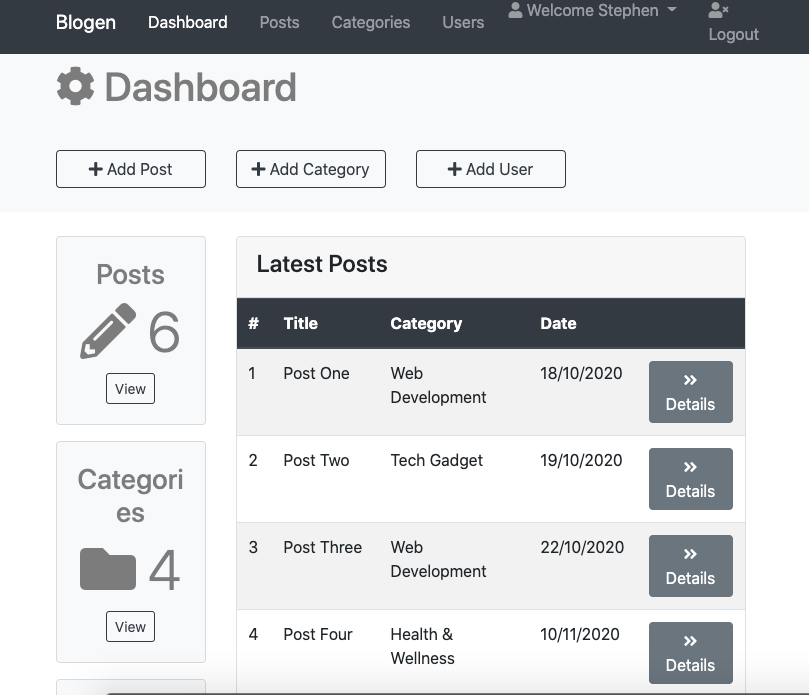 Admin Dashboard Project